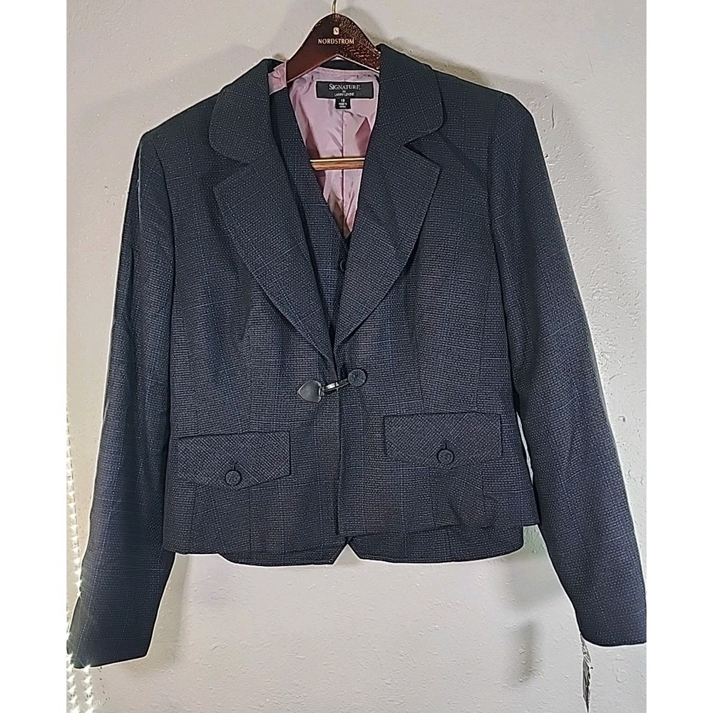 Signature by Larry Levine Women Peak Blazer Vest Black/blue Size 18W